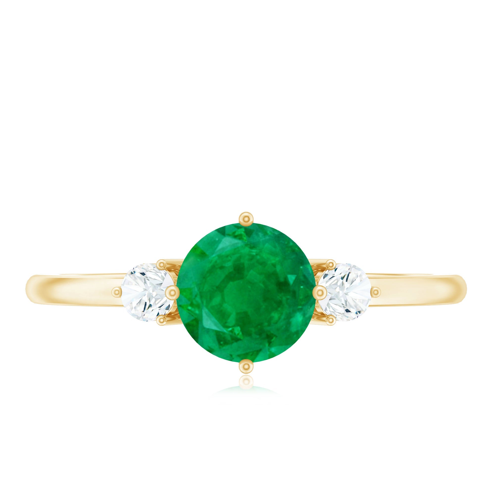Natural Emerald Diamond Three Stone Promise Ring