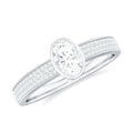 Oval Cut Moissanite Side Stone Engagement Ring in Bezel Setting