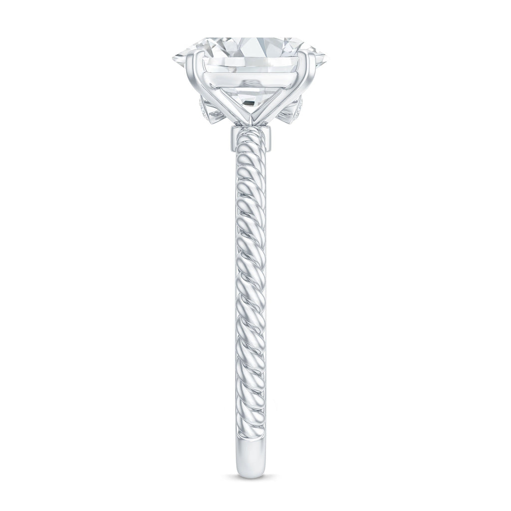 Oval Shape Moissanite Solitaire Engagement Ring with Twisted Rope