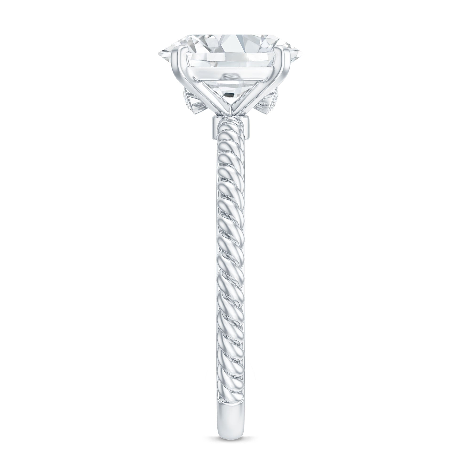 Oval Shape Moissanite Solitaire Engagement Ring with Twisted Rope