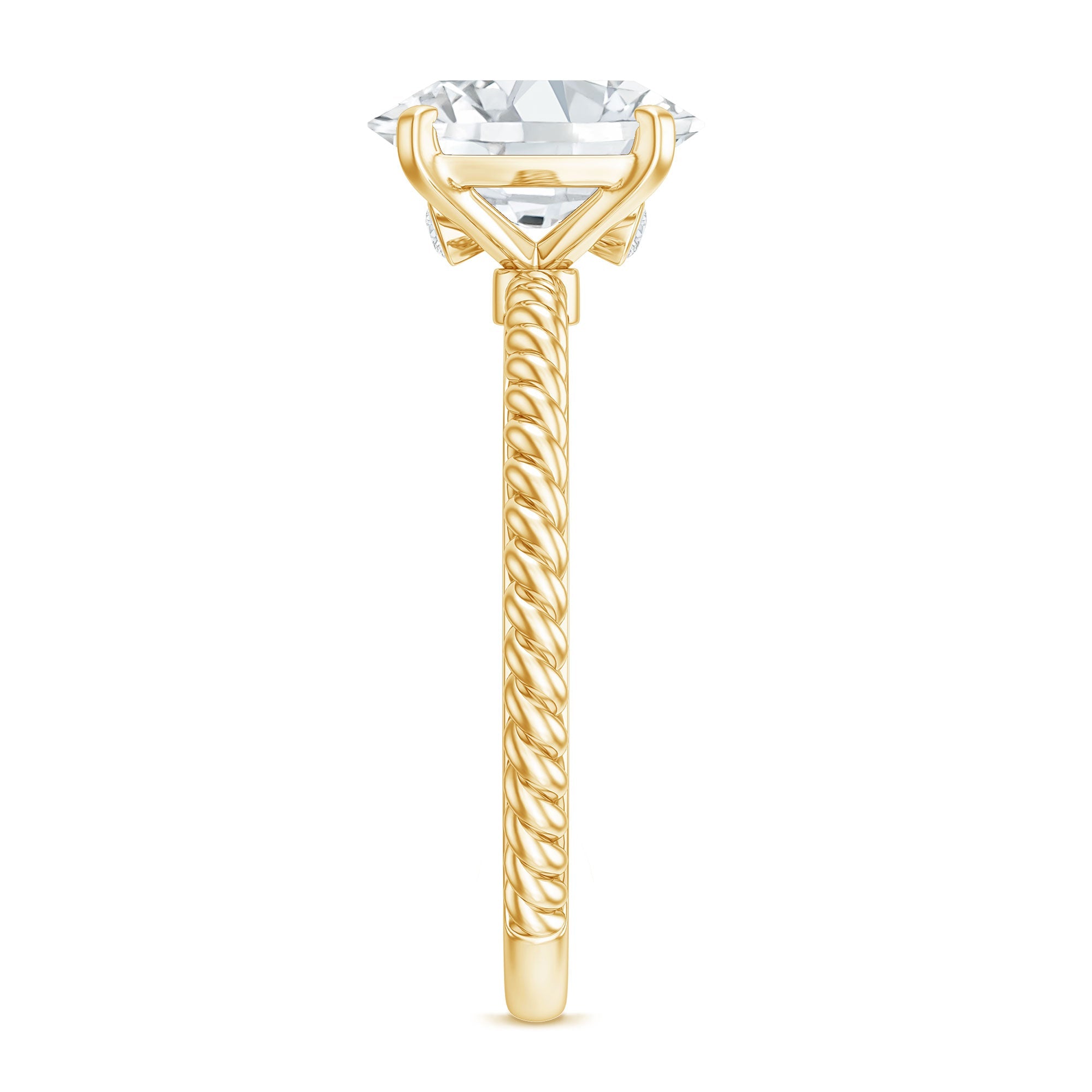 Oval Shape Moissanite Solitaire Engagement Ring with Twisted Rope