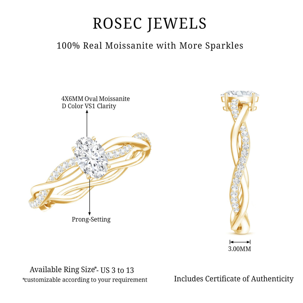 Oval Cut Moissanite Braided Engagement Ring