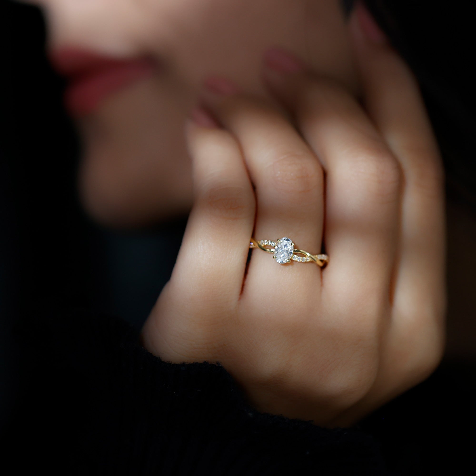 Oval Cut Moissanite Braided Engagement Ring