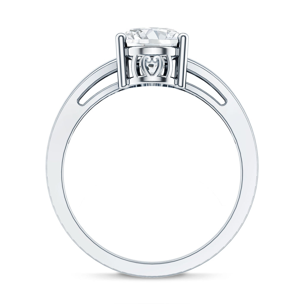 Solitaire Oval Cut Moissanite Split Shank Engagement Ring