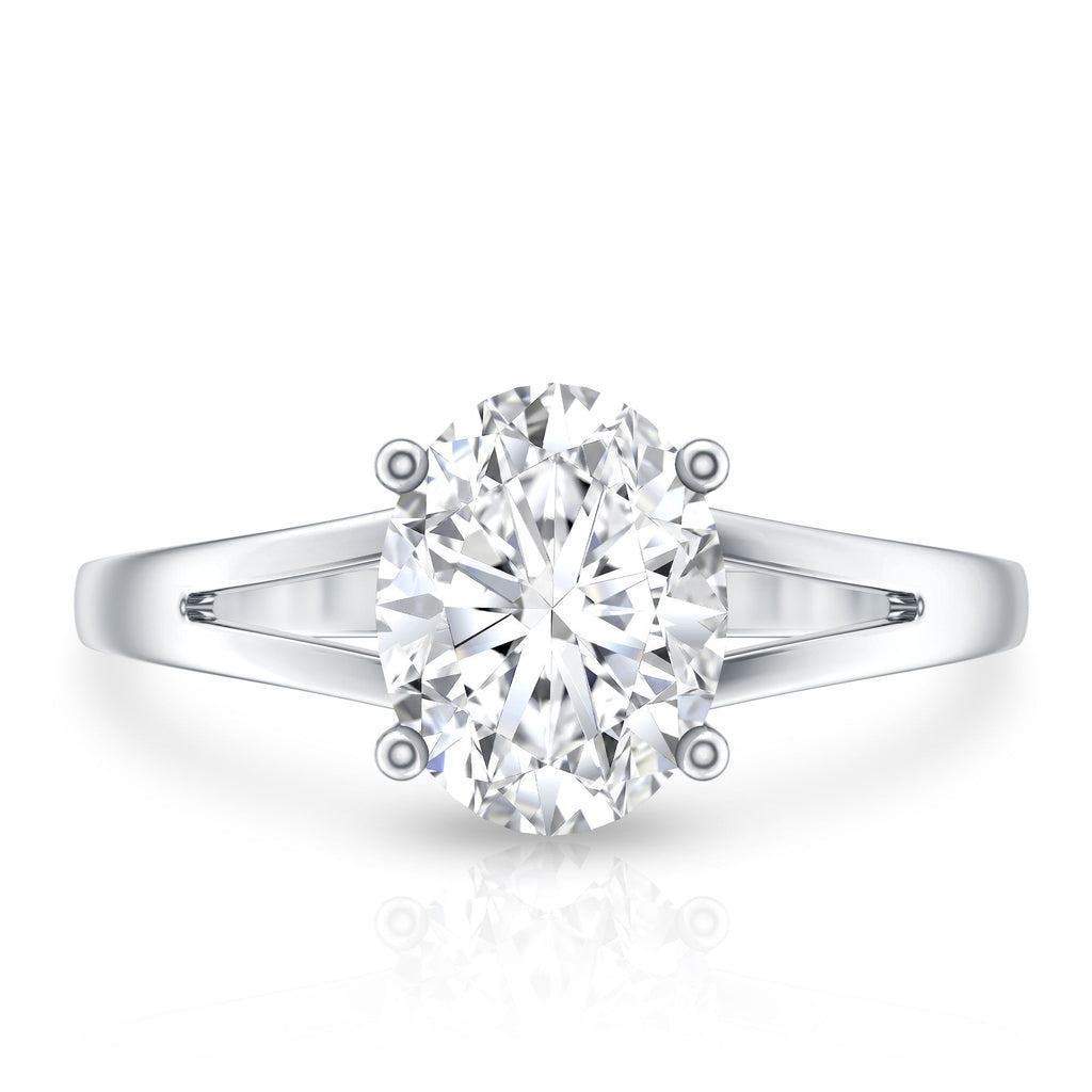Solitaire Oval Cut Moissanite Split Shank Engagement Ring