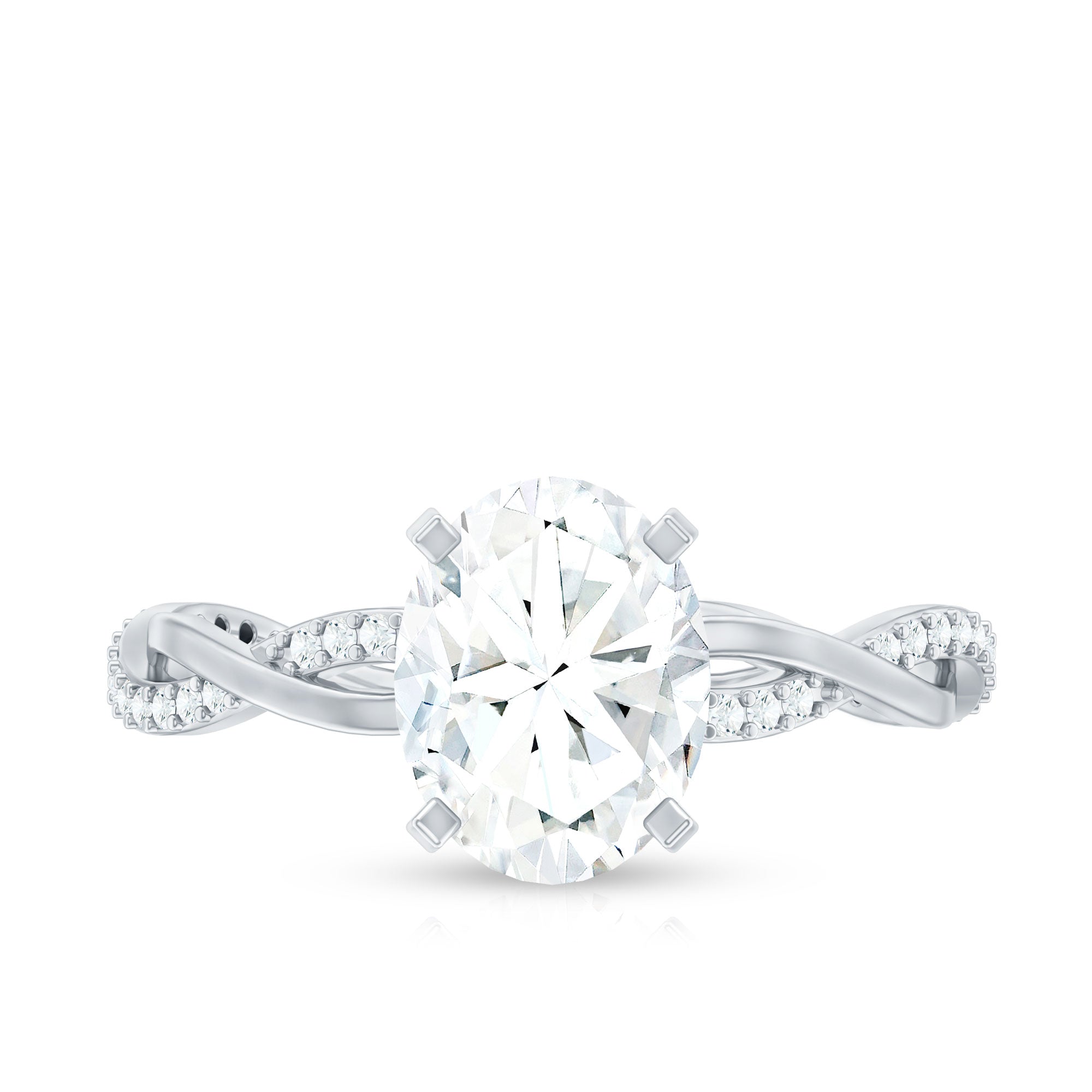 Oval Shape Moissanite Solitaire Engagement Ring in Braided Shank