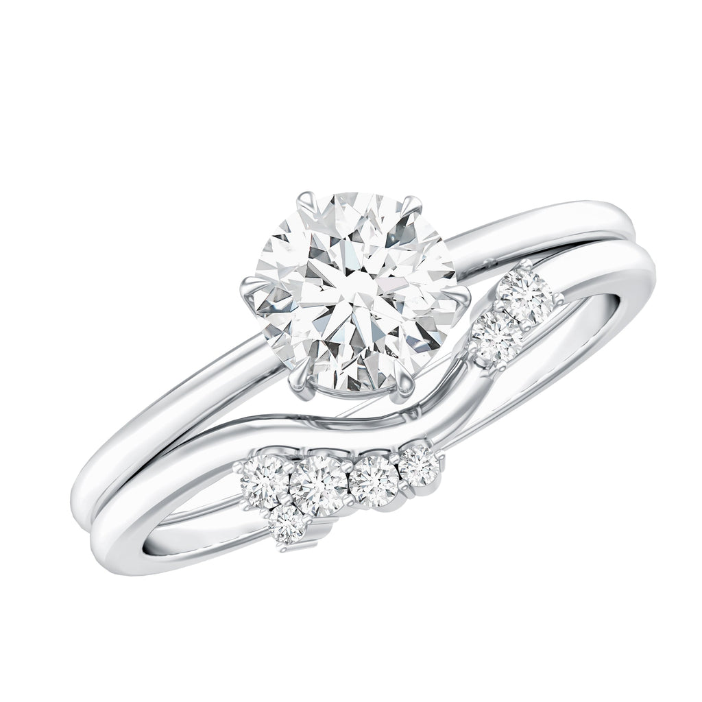 Solitaire Moissanite Wedding Ring Set for Her