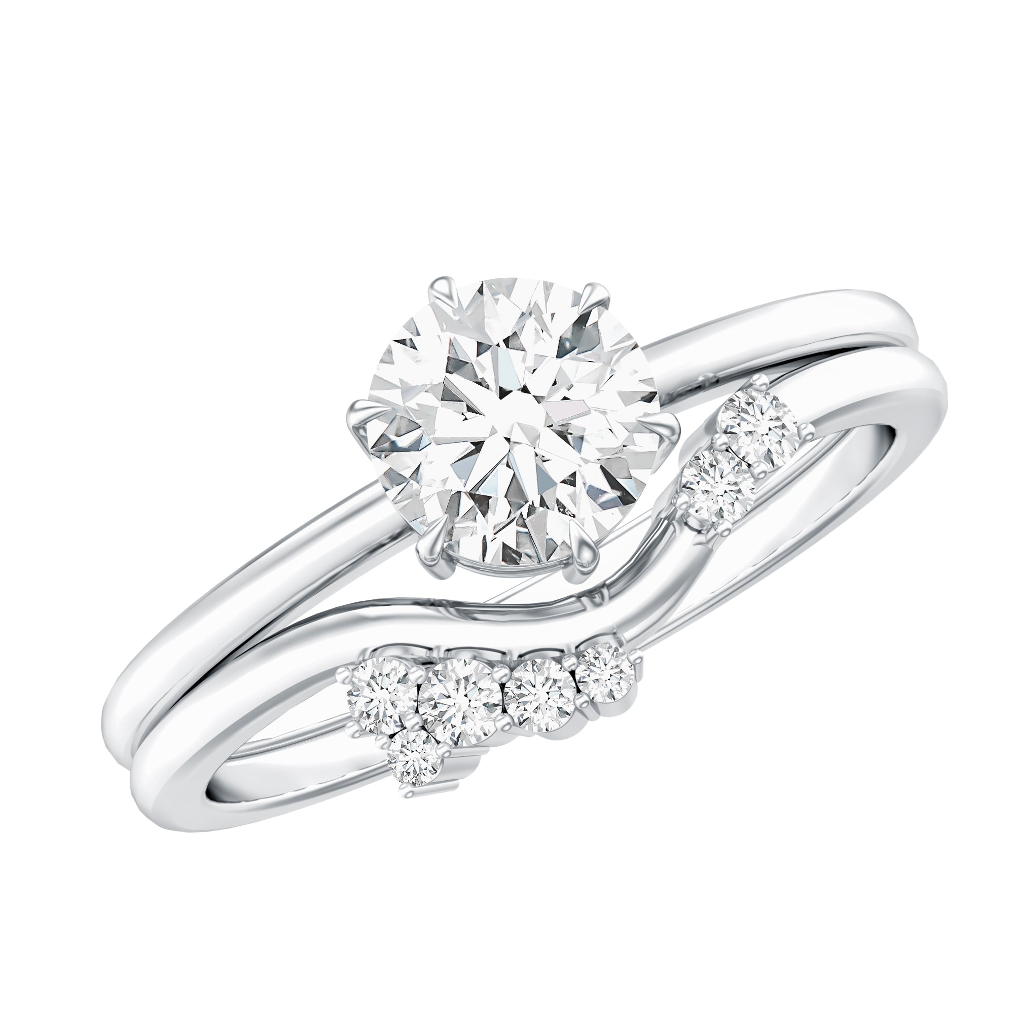 Solitaire Moissanite Wedding Ring Set for Her
