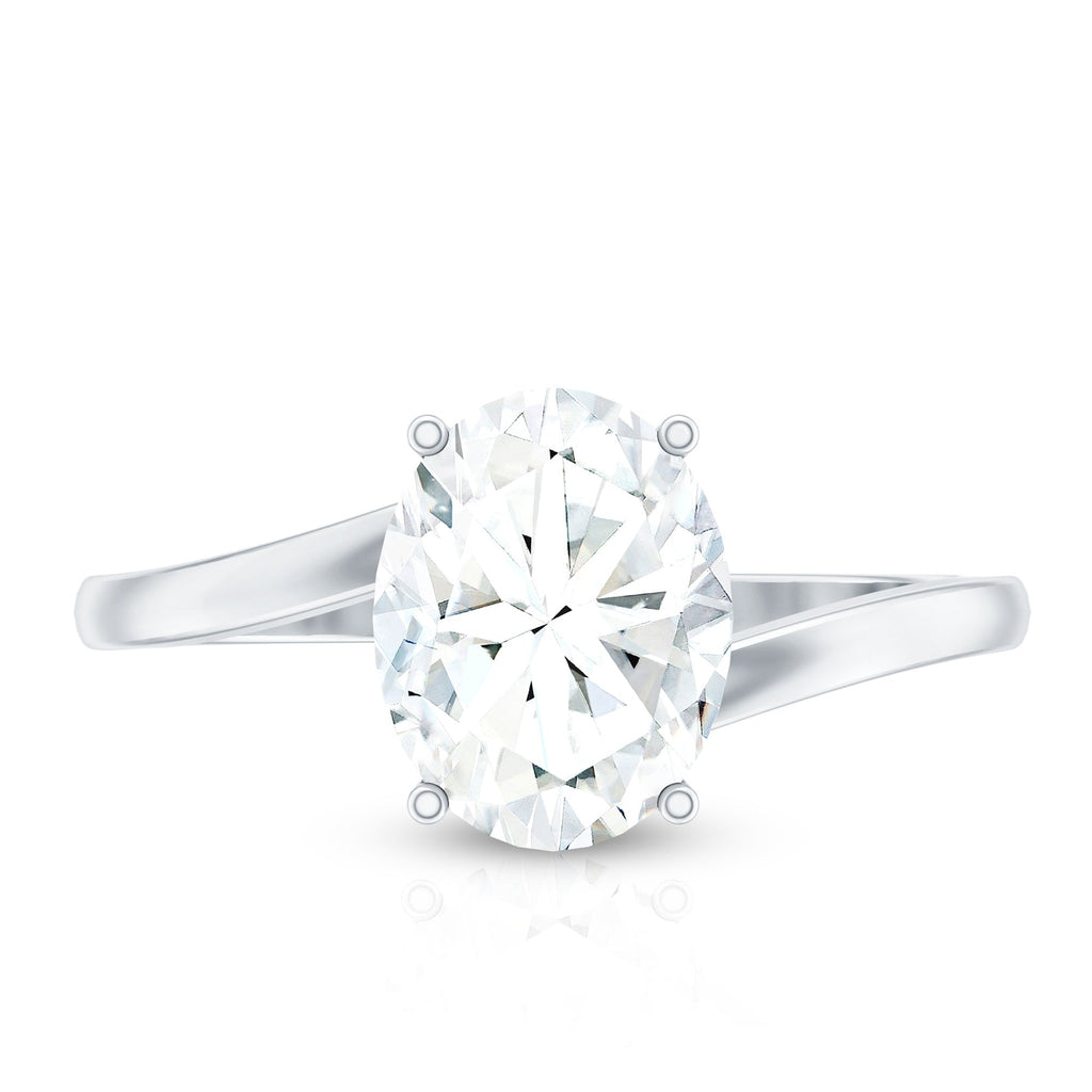 Oval Cut Solitaire Moissanite Bypass Engagement Ring