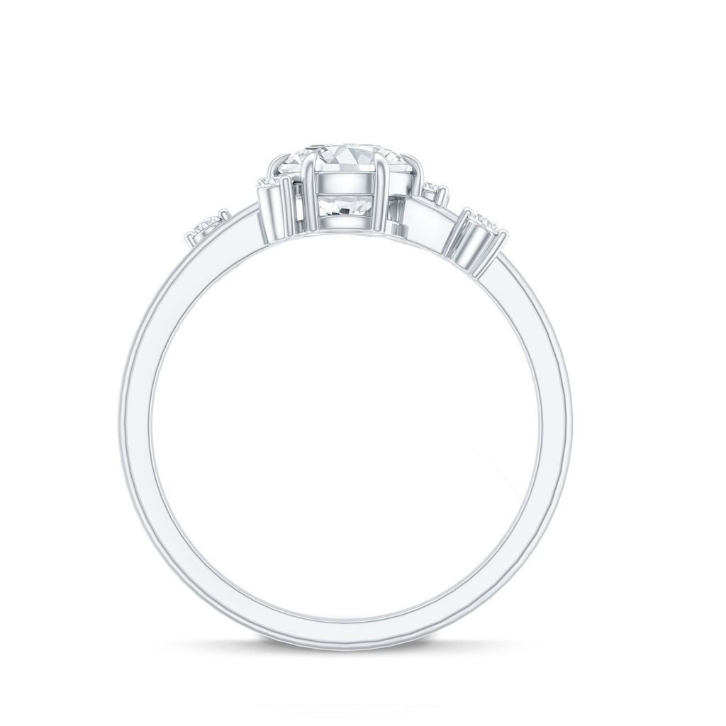 Round Cut Scatter Moissanite Unique Engagement Ring