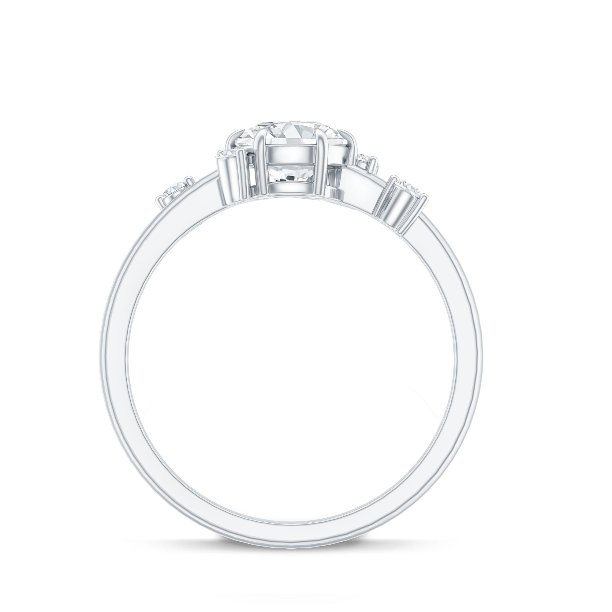 Round Cut Scatter Moissanite Unique Engagement Ring