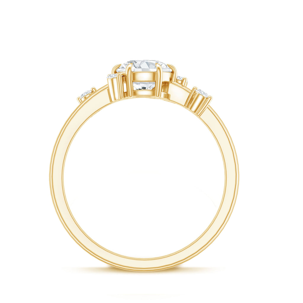 Round Cut Scatter Moissanite Unique Engagement Ring