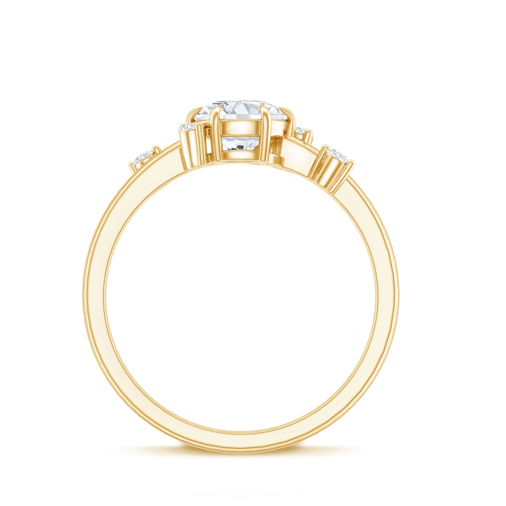 Round Cut Scatter Moissanite Unique Engagement Ring