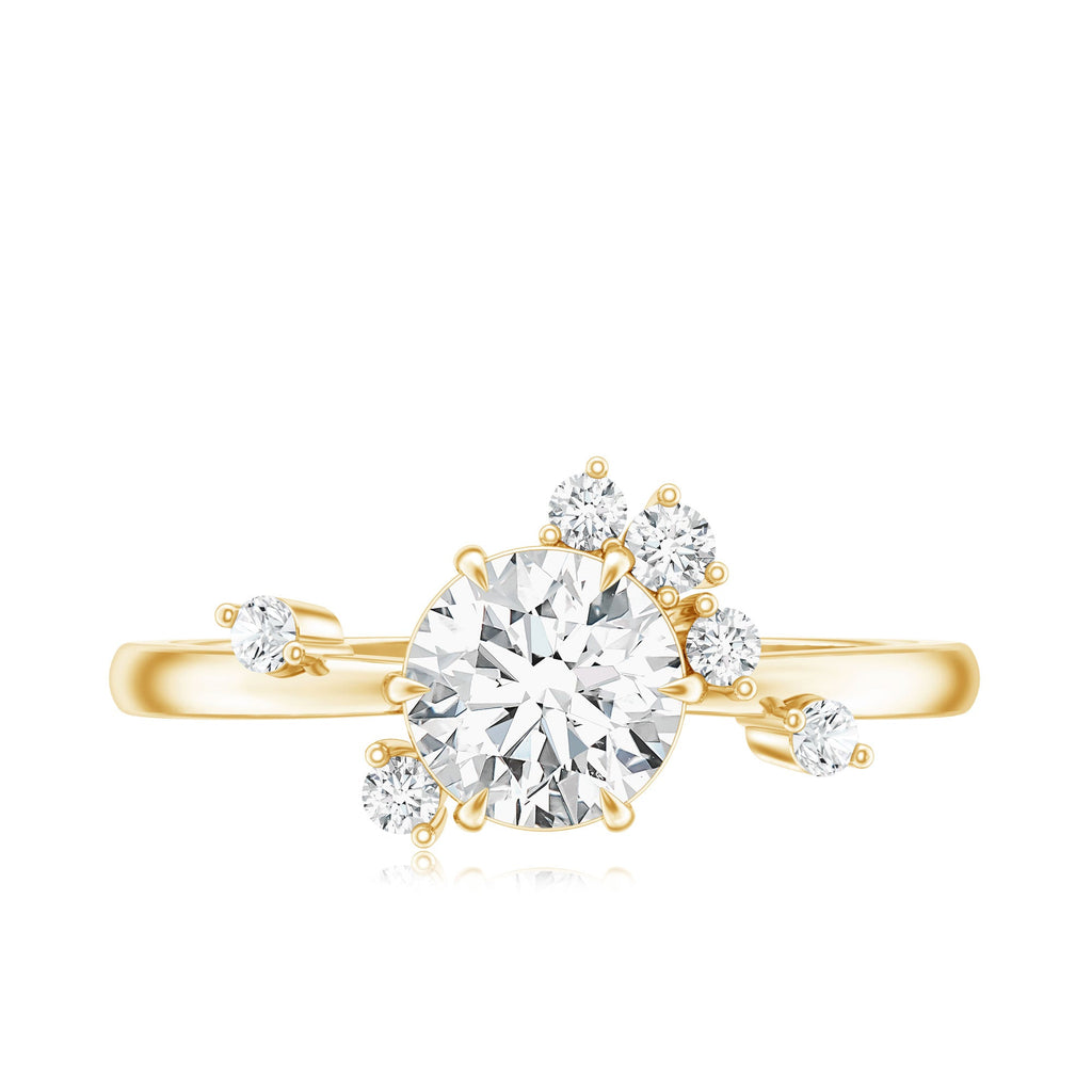 Round Cut Scatter Moissanite Unique Engagement Ring