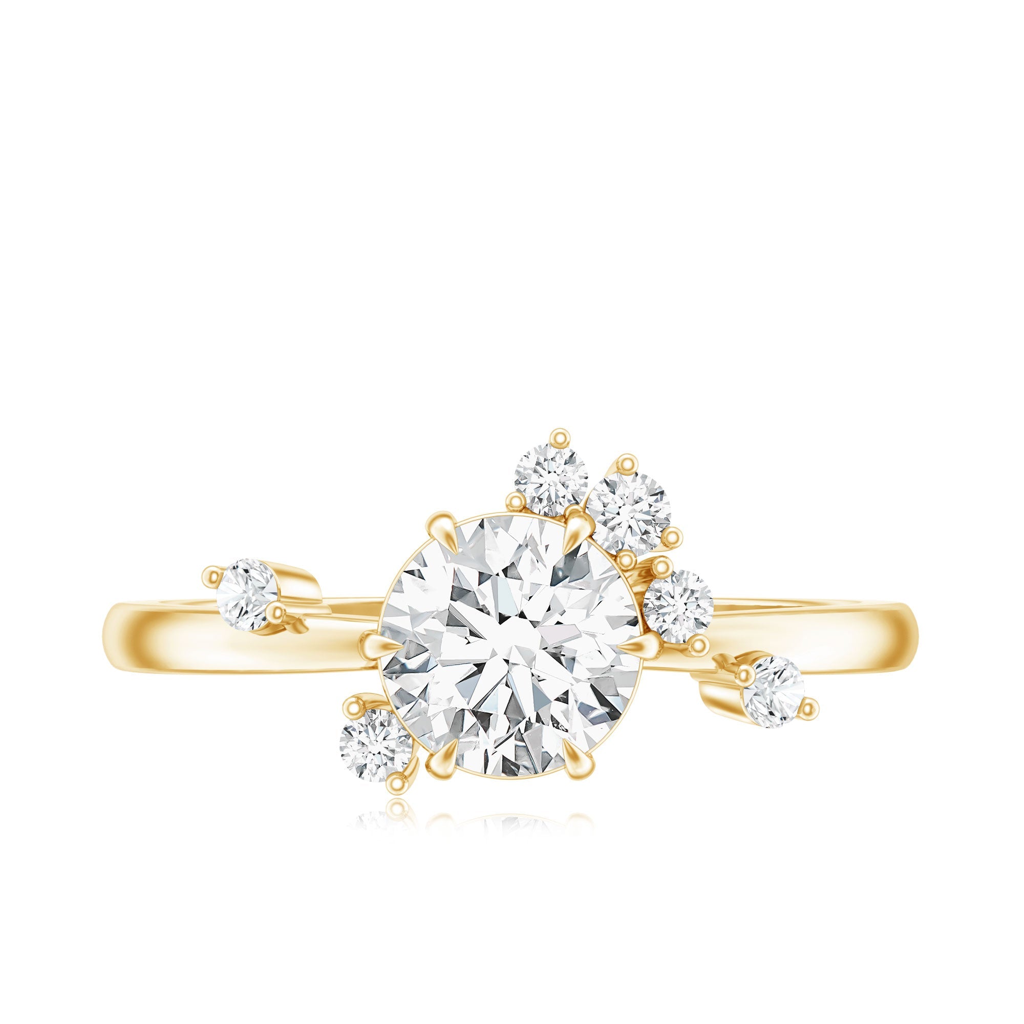 Round Cut Scatter Moissanite Unique Engagement Ring