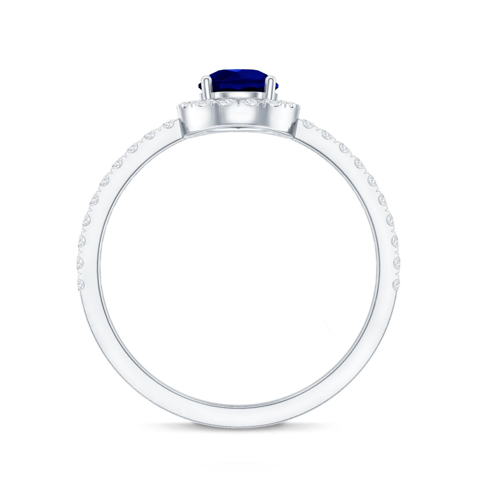 Certified 1.6 Carat Lab Grown Blue Sapphire Teardrop Engagement Ring with Diamond Halo