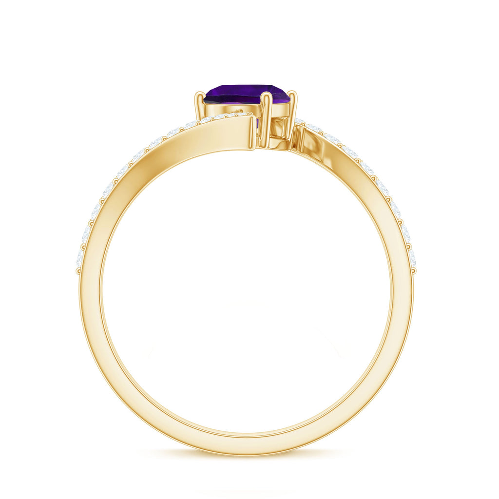 Solitaire Amethyst Bypass Engagement Ring with Diamond