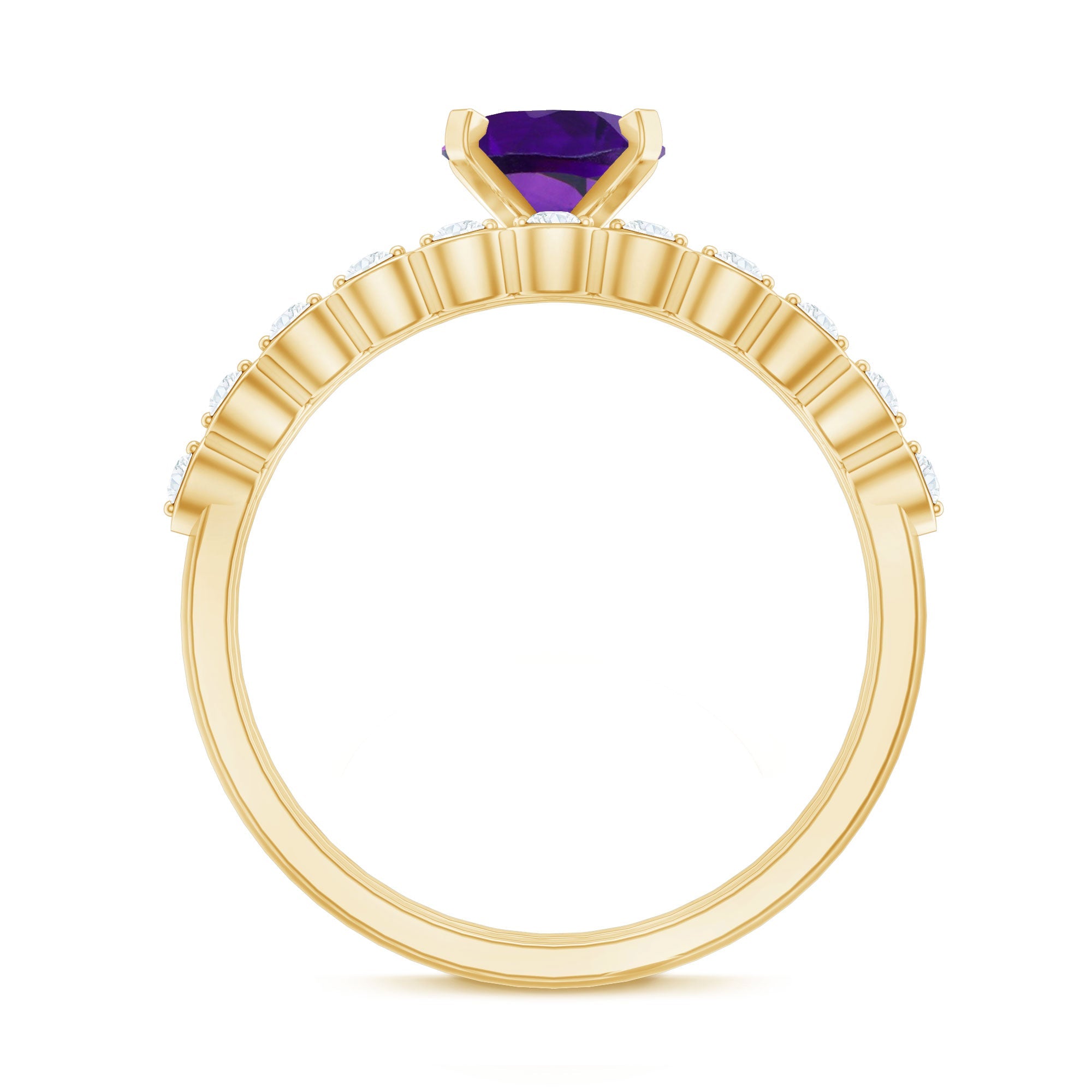 Natural 1 Carat Amethyst Oval Engagement Ring with Diamond Enhancer