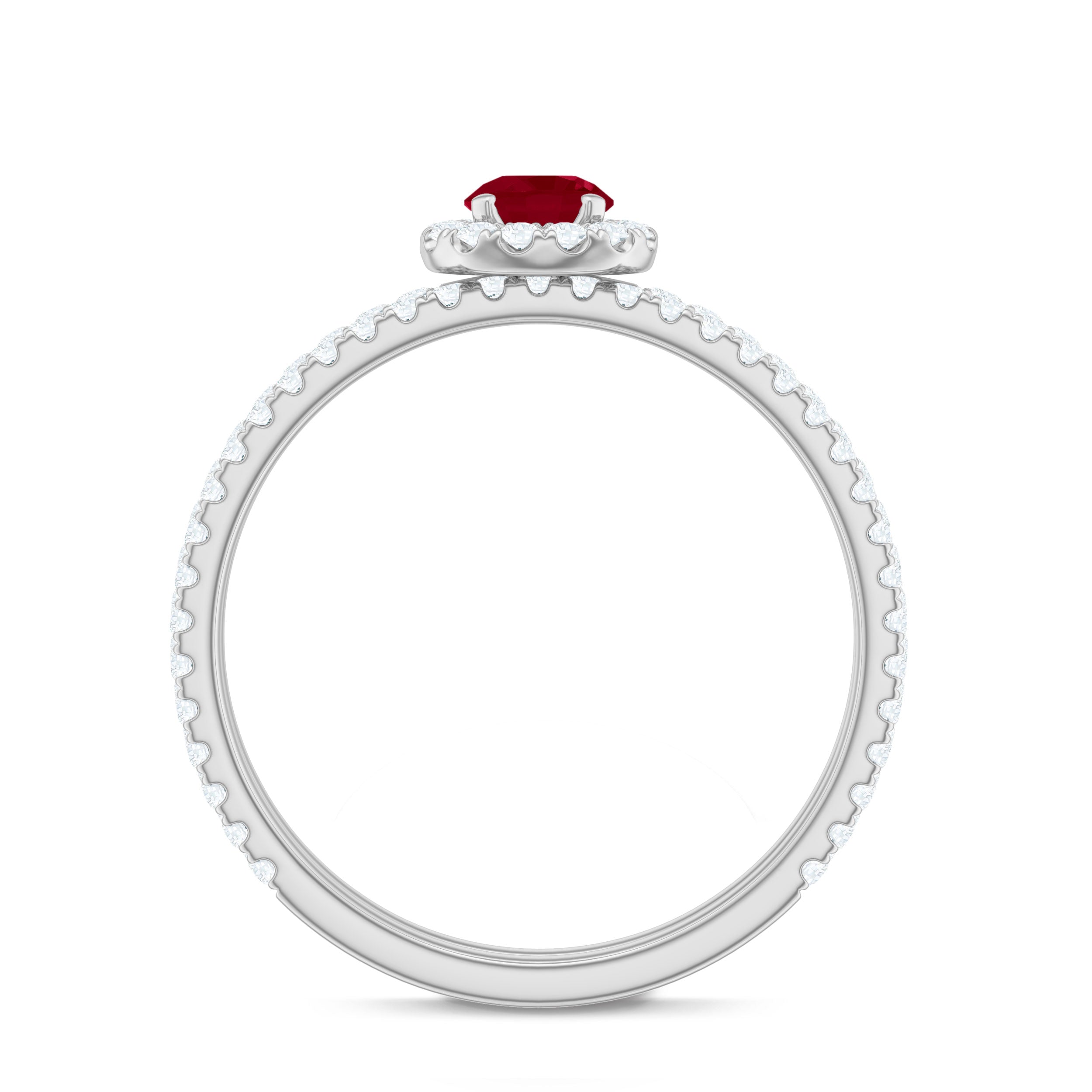 Natural Ruby Wedding Engagement Ring Set with Diamond