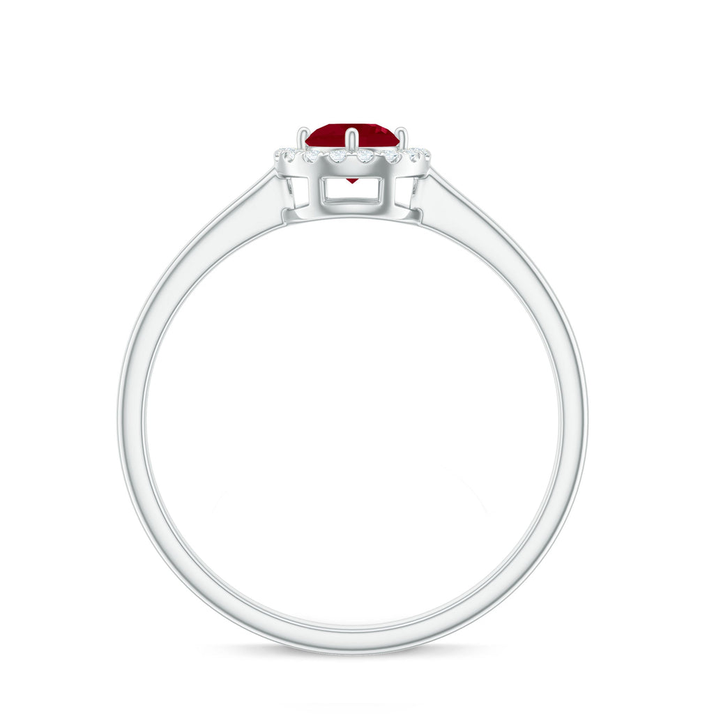 Real Ruby Promise Ring with Diamond Halo