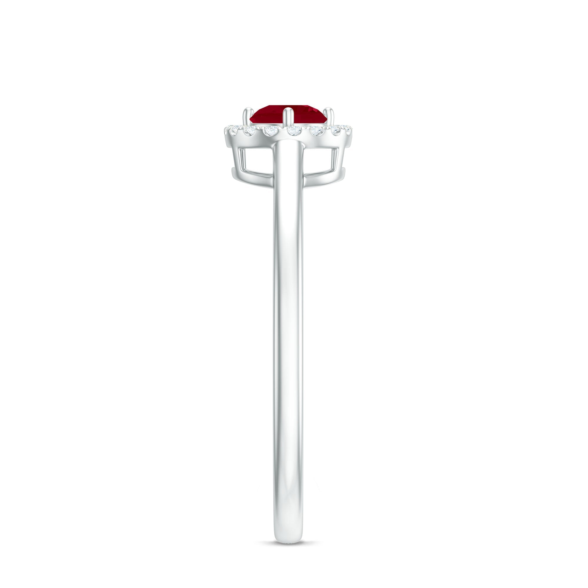 Real Ruby Promise Ring with Diamond Halo