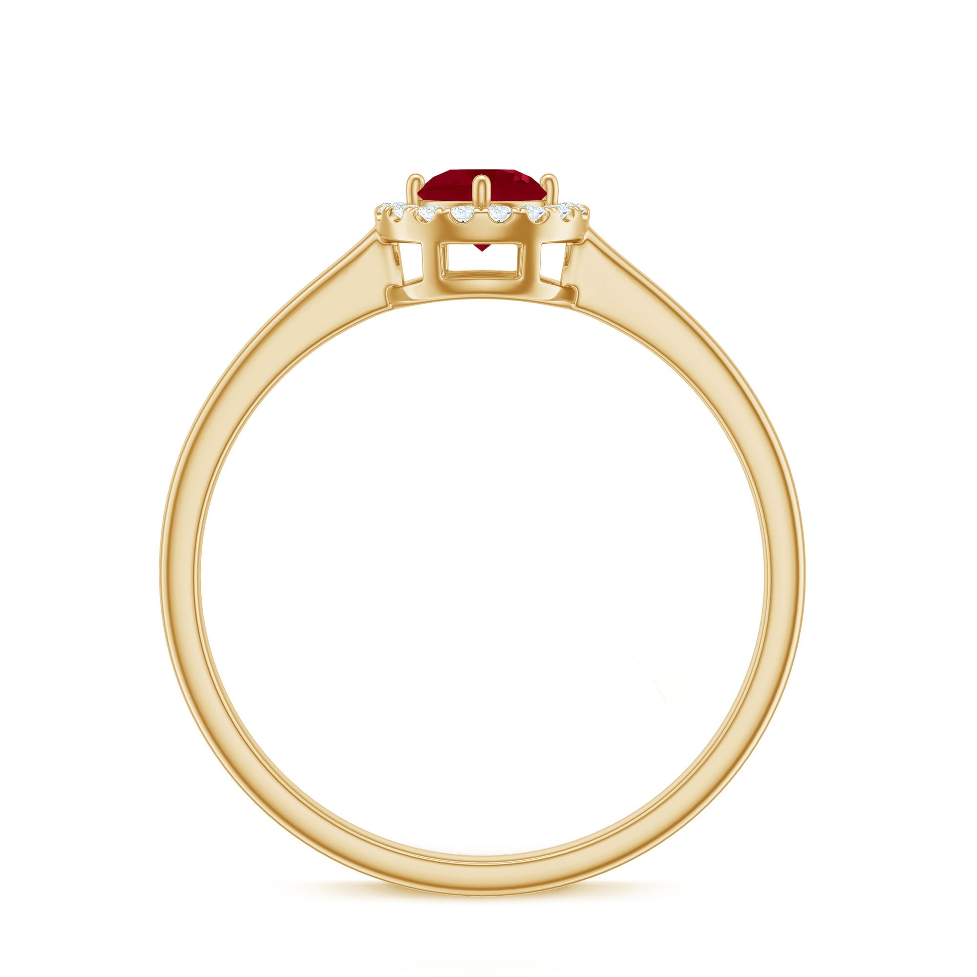 Real Ruby Promise Ring with Diamond Halo