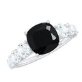 Certified 2.8 Carat Lab Grown Black Diamond Cushion Cut Engagement Ring with Side Stones