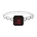 Real 3.3 Carat Asscher Cut Garnet Engagement Ring with Diamond