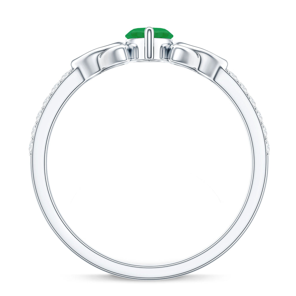 Natural Marquise Emerald Diamond Promise Ring with Celtic Knot