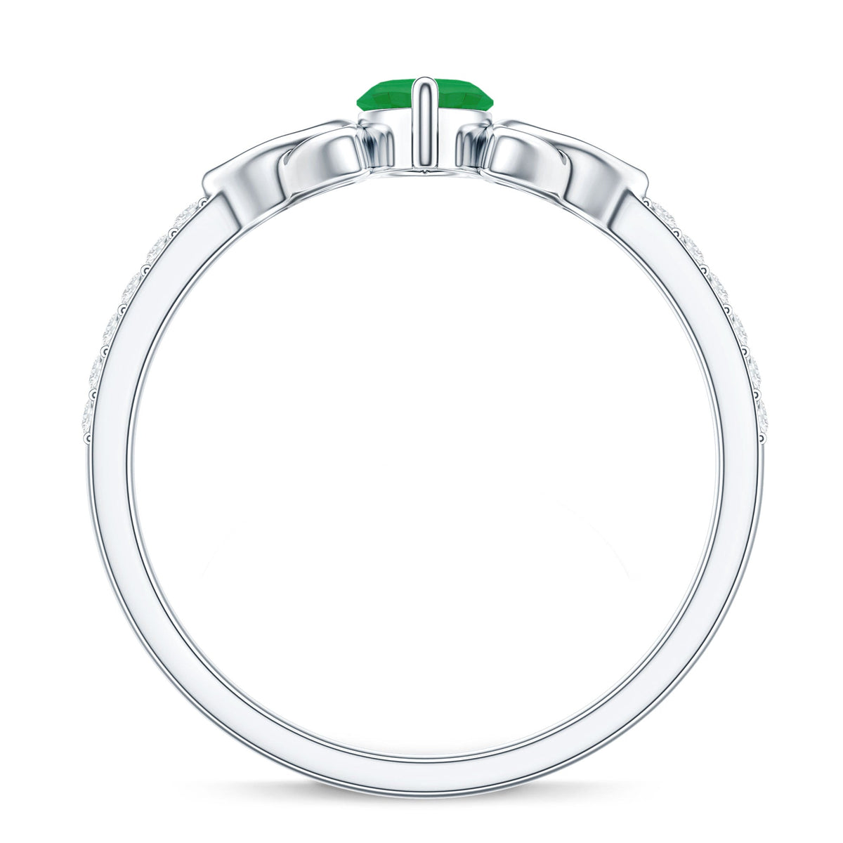 Natural Marquise Emerald Diamond Promise Ring with Celtic Knot