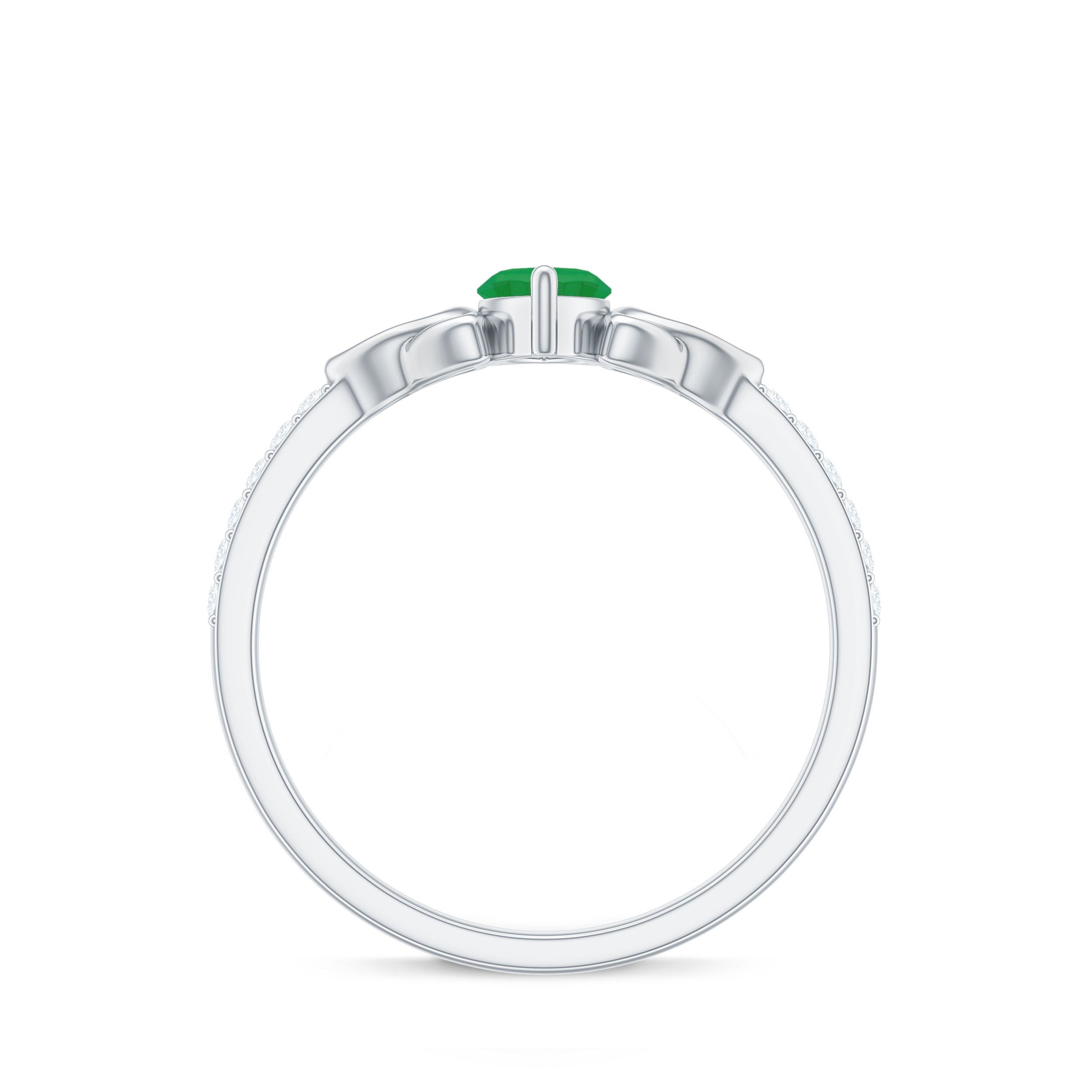 Natural Marquise Emerald Diamond Promise Ring with Celtic Knot