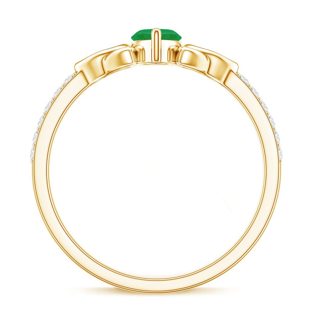 Natural Marquise Emerald Diamond Promise Ring with Celtic Knot