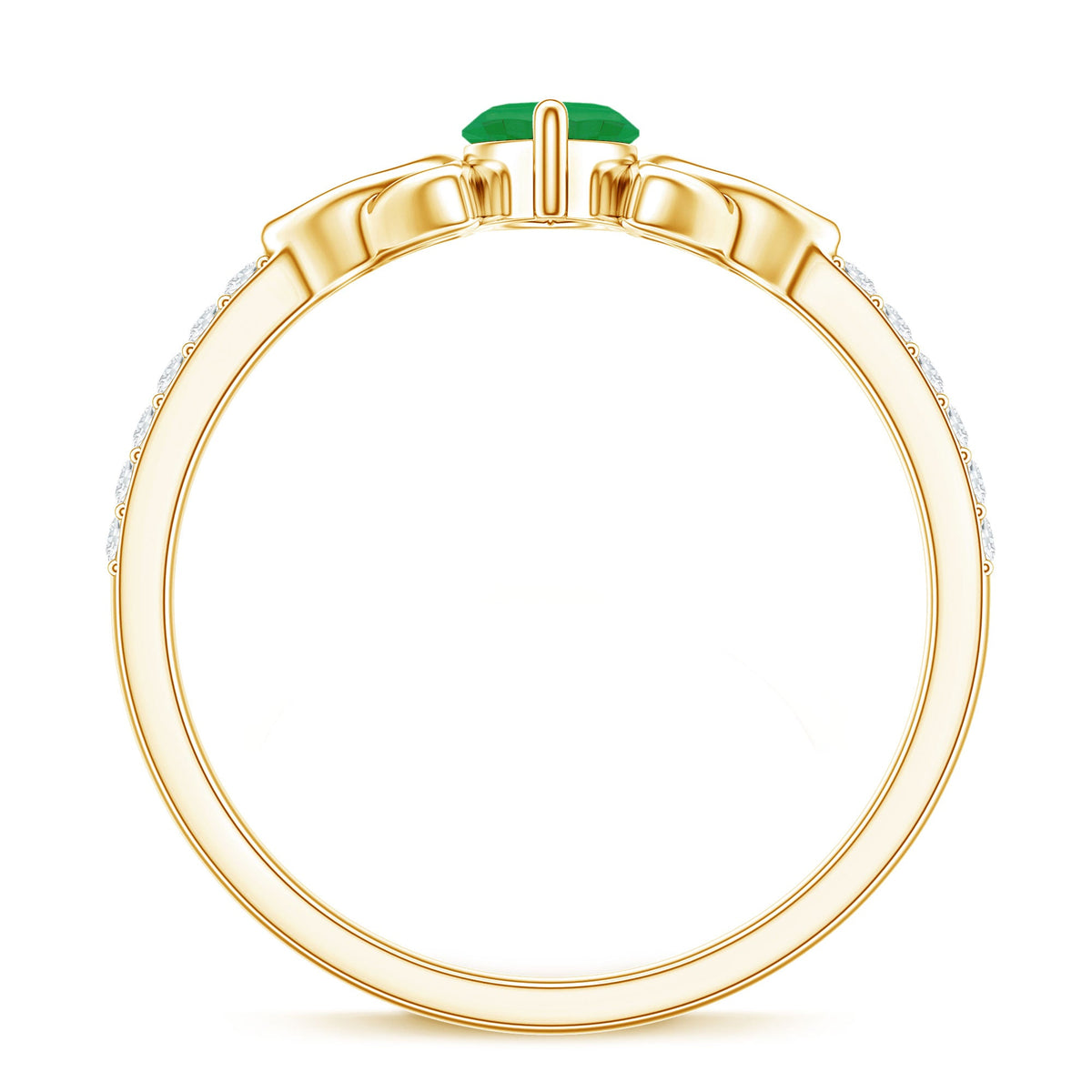 Natural Marquise Emerald Diamond Promise Ring with Celtic Knot