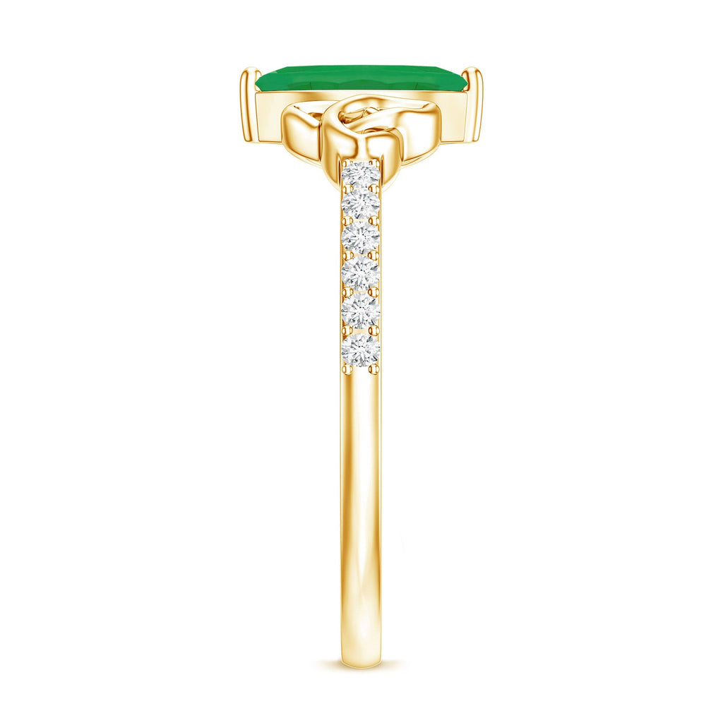 Natural Marquise Emerald Diamond Promise Ring with Celtic Knot