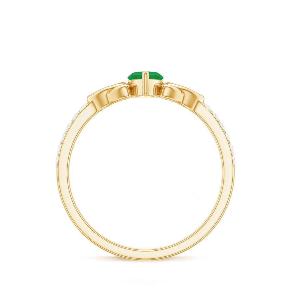 Natural Marquise Emerald Diamond Promise Ring with Celtic Knot