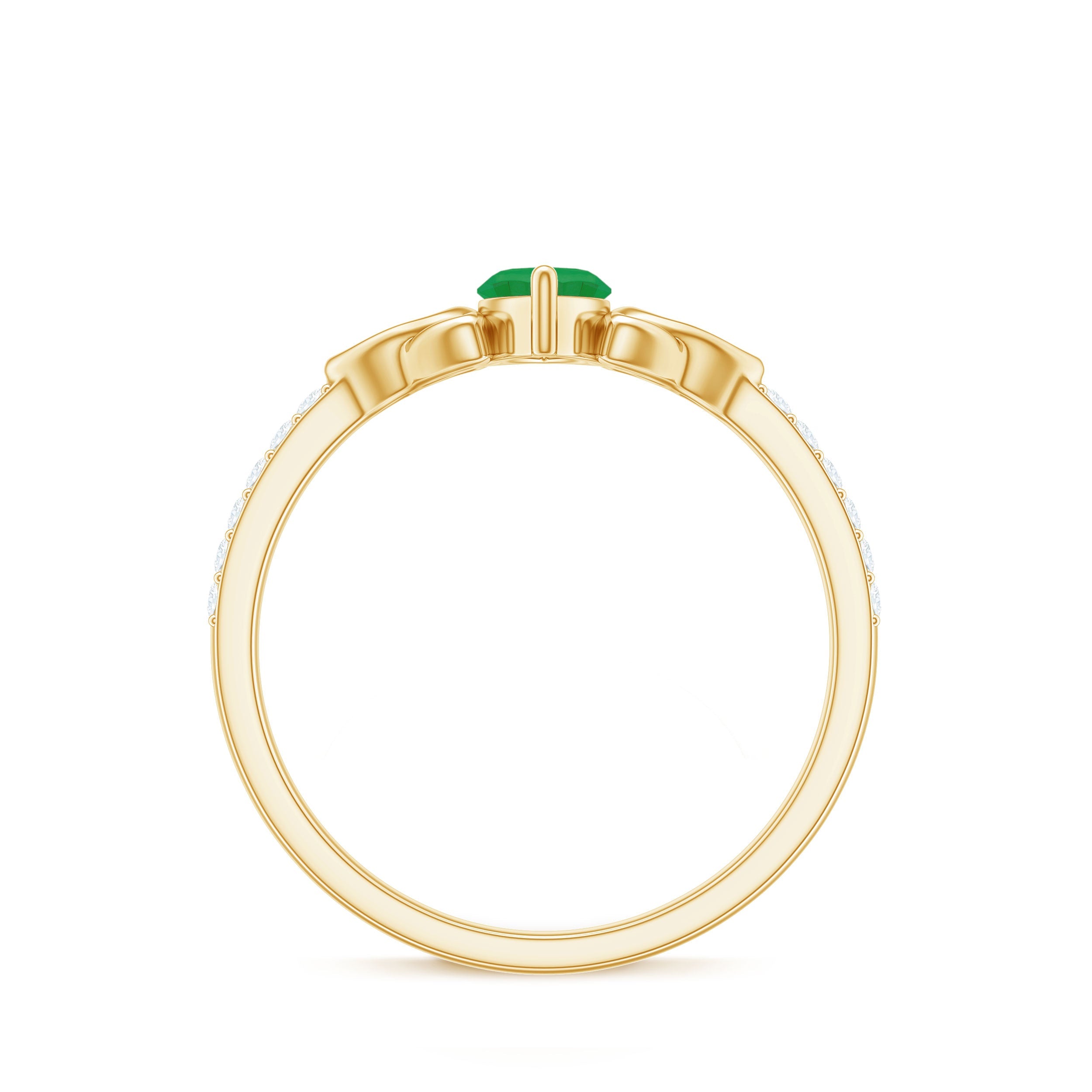 Natural Marquise Emerald Diamond Promise Ring with Celtic Knot