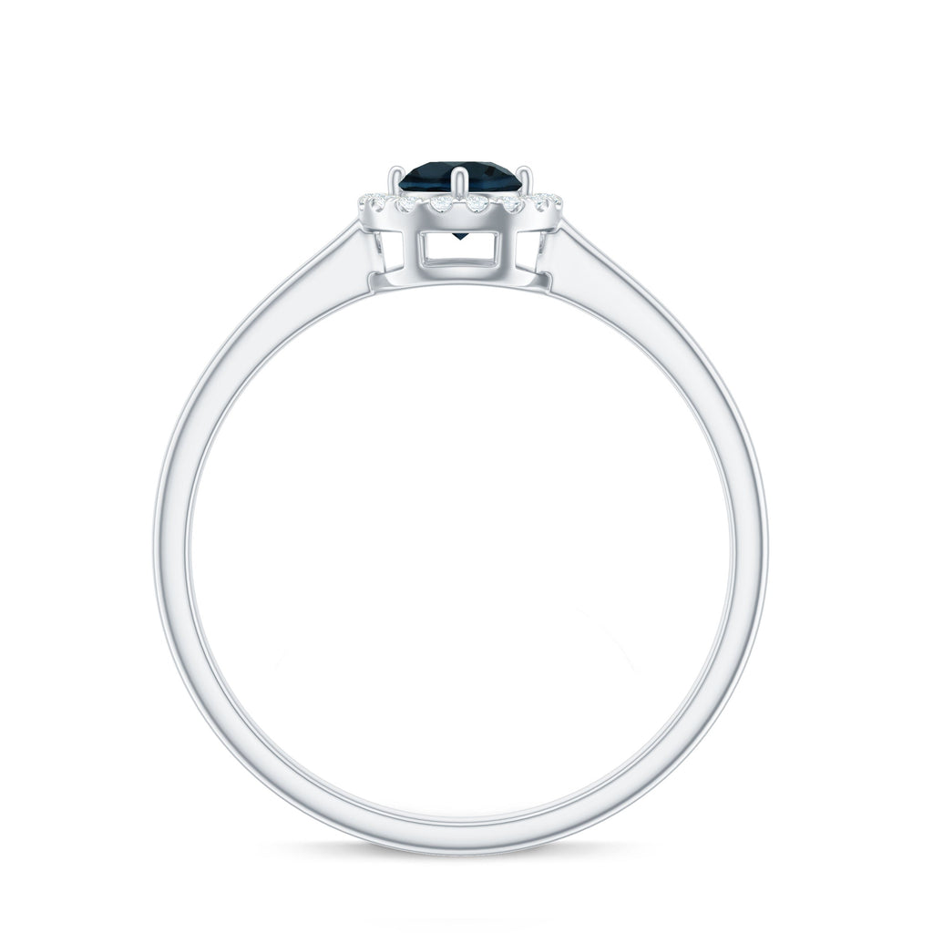 Certified Blue Topaz and Diamond Halo Promise Ring