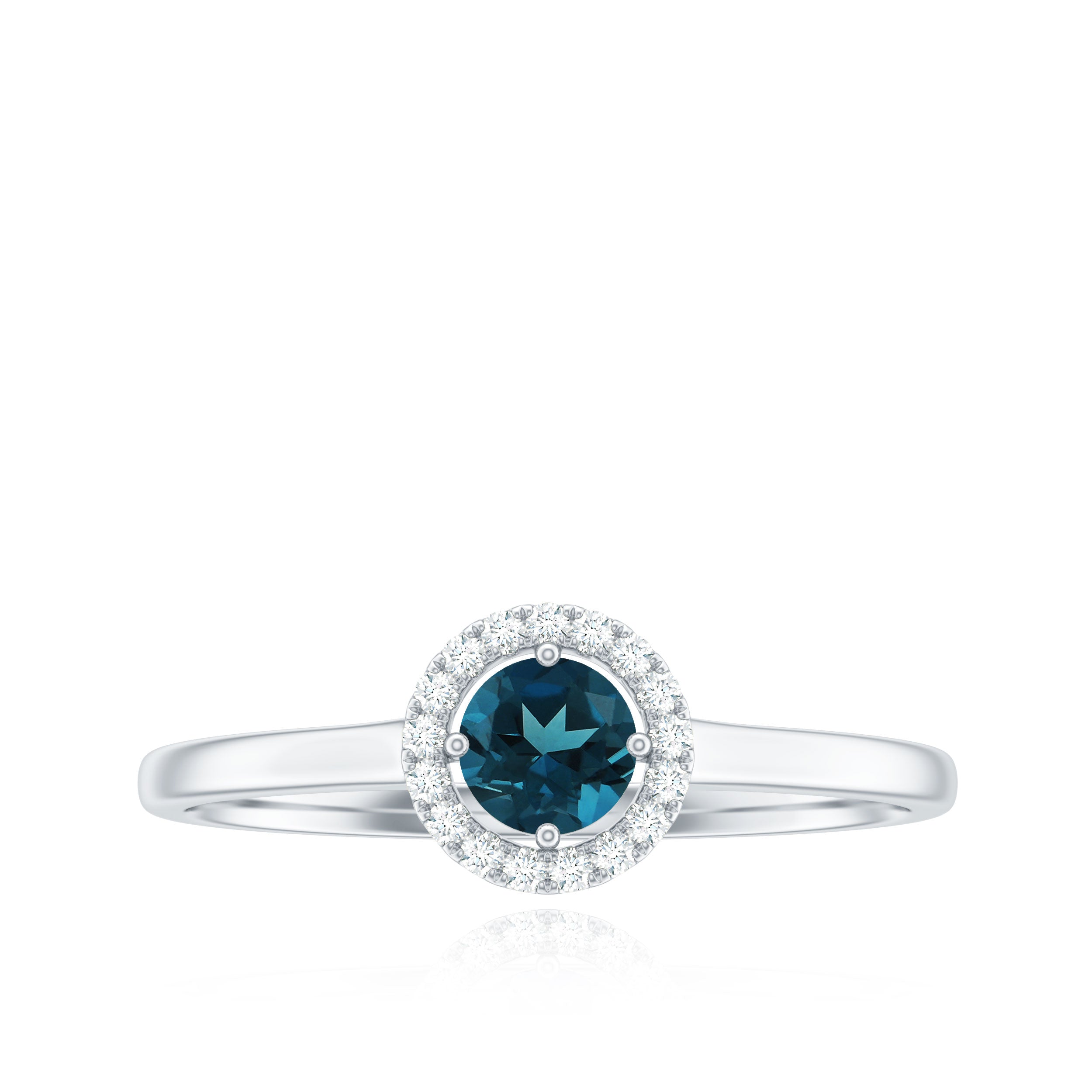 Certified Blue Topaz and Diamond Halo Promise Ring