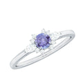 Natural Tanzanite Promise Ring with Diamond stones