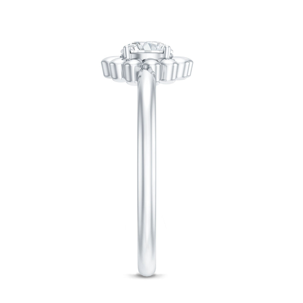 Brilliant Cut Moissanite Flower Promise Ring with Certificate