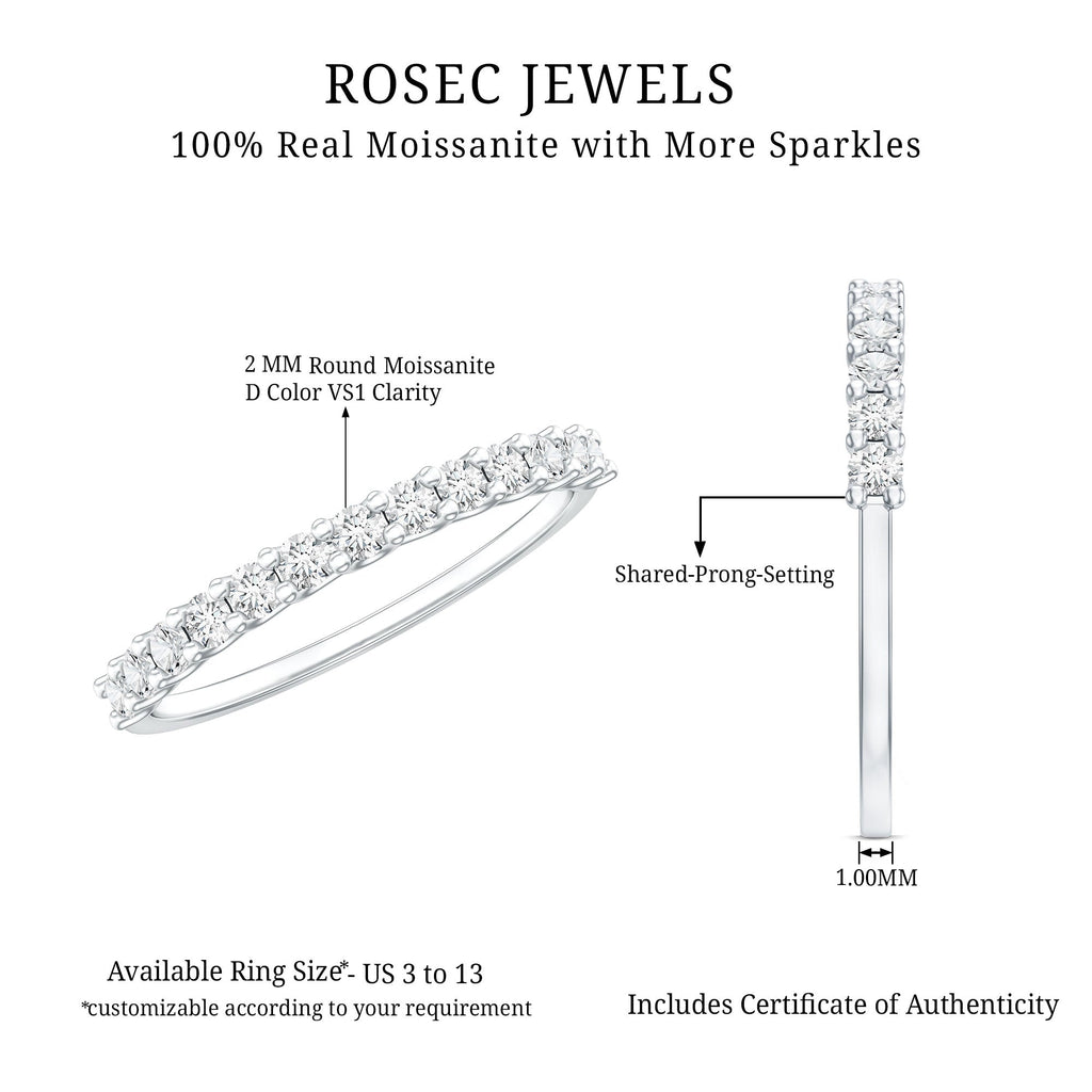 Moissanite Half Eternity Ring in Shared Prong Setting
