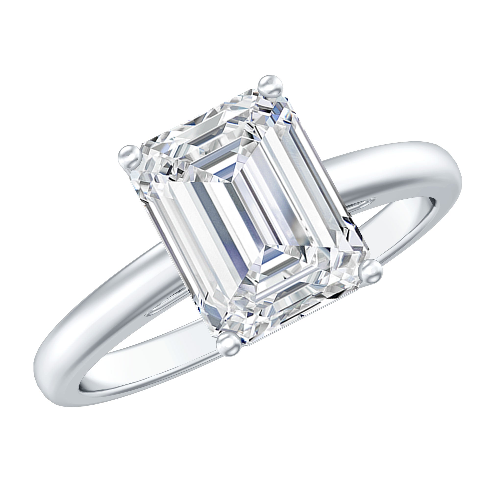 Solitaire 2.8 Carat Emerald Cut Moissanite Engagement Ring For Women