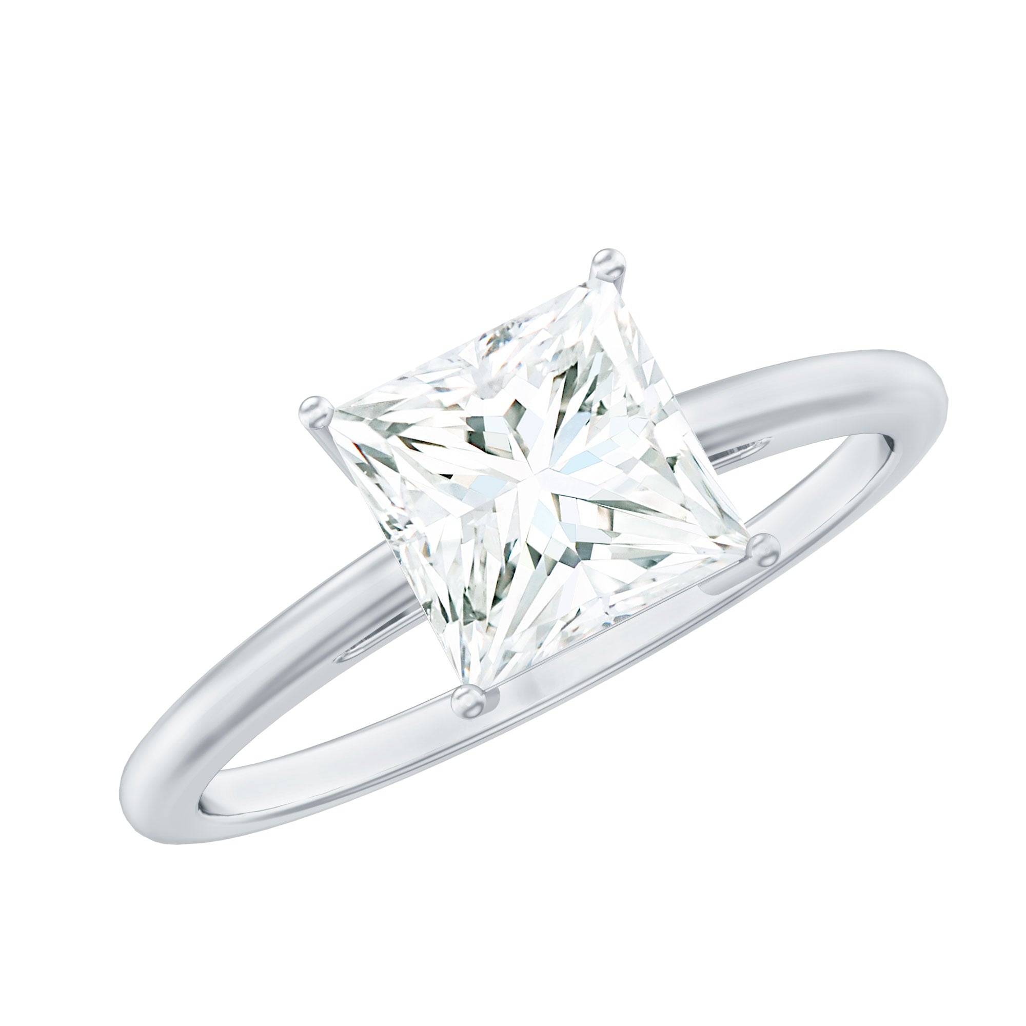 3 Carat Princess Cut Moissanite Solitaire Engagement Ring