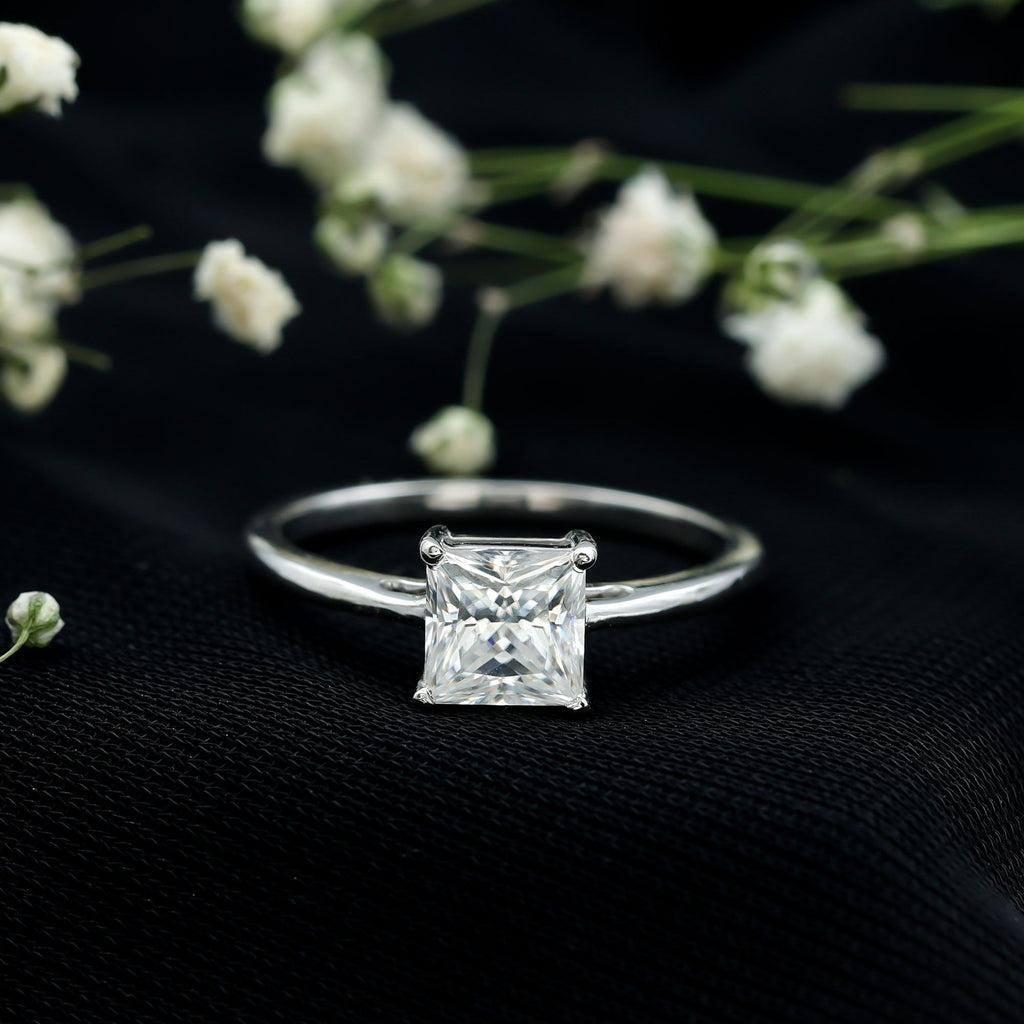 1 CT Princess Cut Moissanite Solitaire Ring for Women