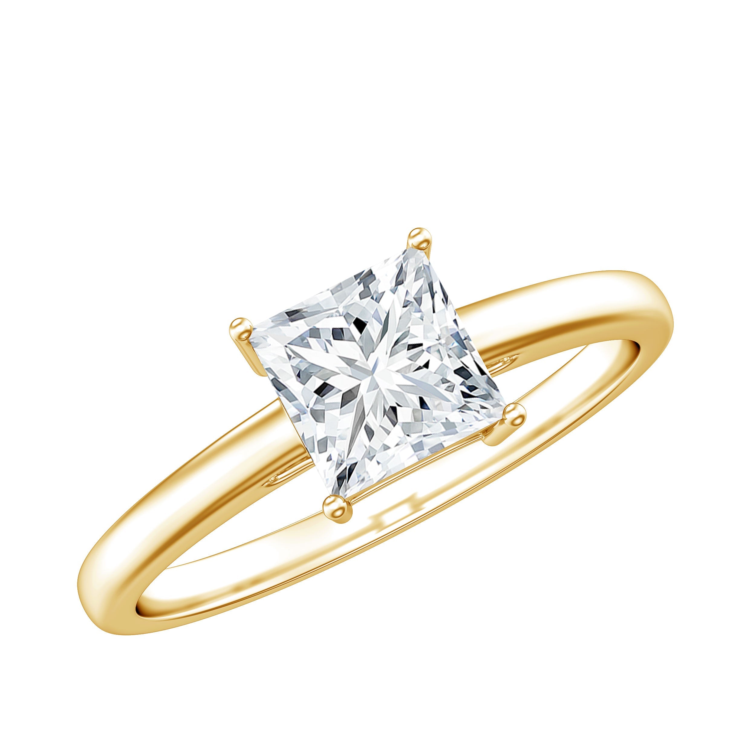 1 CT Princess Cut Moissanite Solitaire Ring for Women