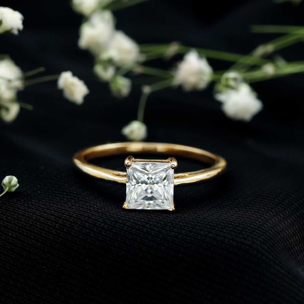 1 CT Princess Cut Moissanite Solitaire Ring for Women