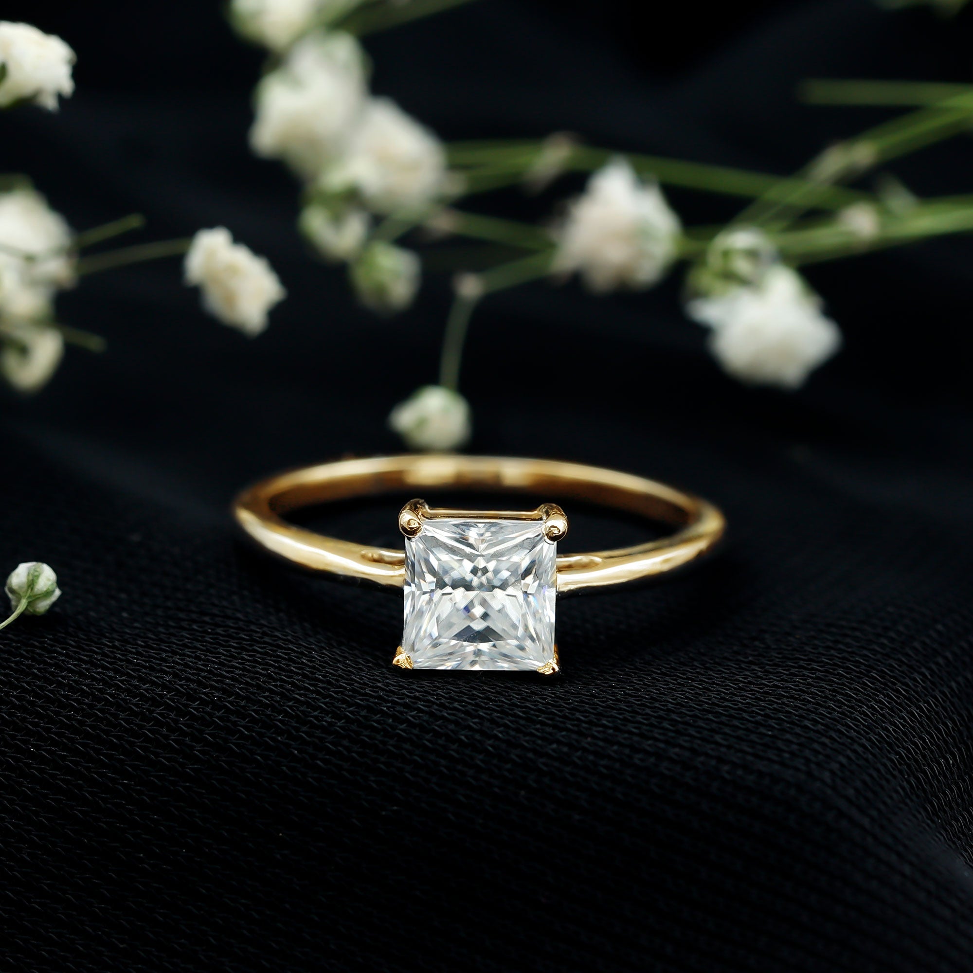 1 CT Princess Cut Moissanite Solitaire Ring for Women