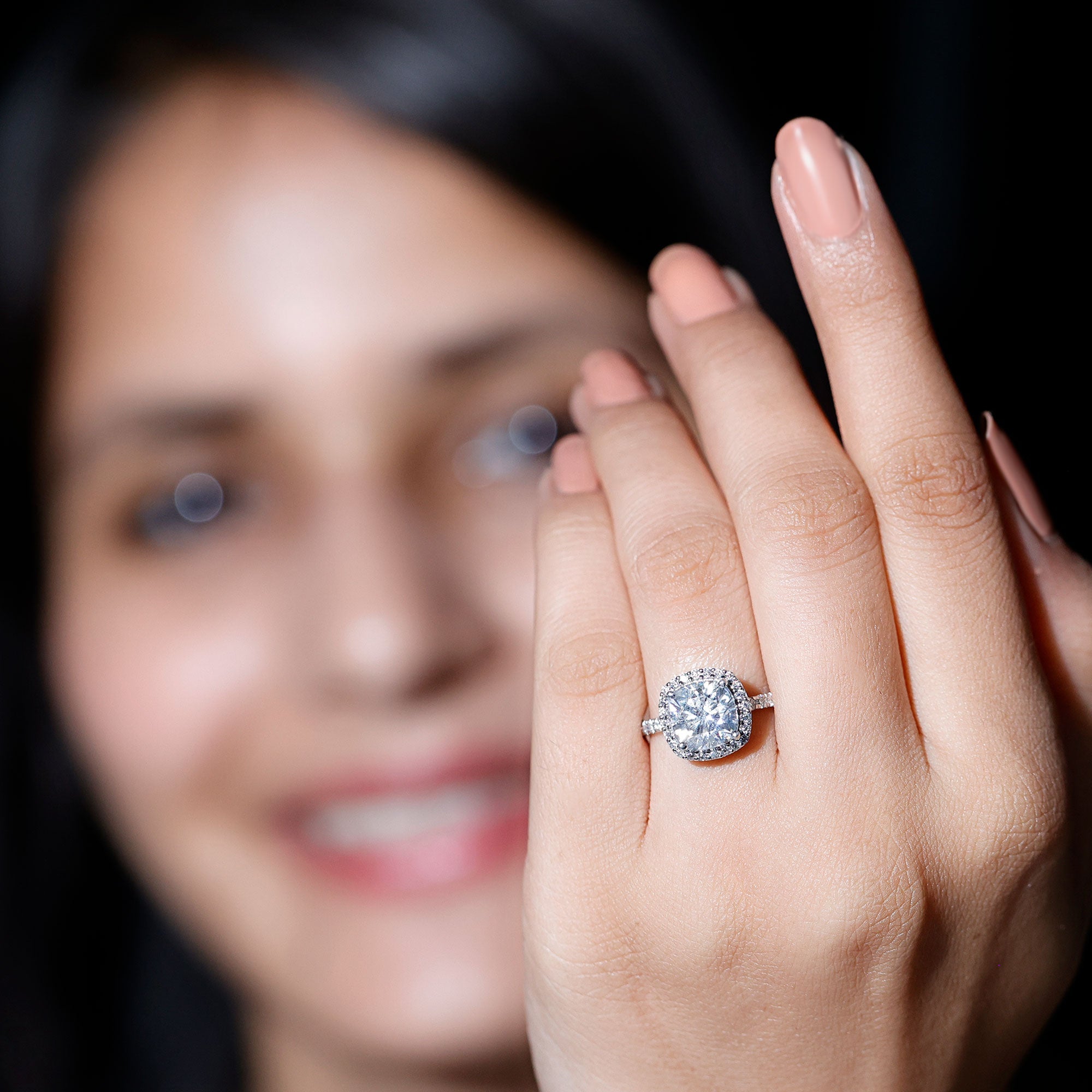 Victorian Style 3 Carat Cushion Moissanite Halo Engagement Ring