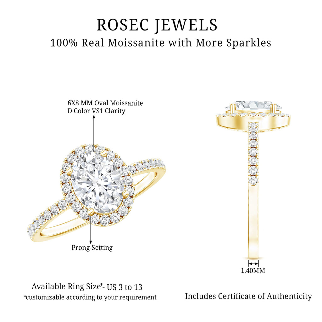 1.2 Carat Certified Moissanite Oval Halo Engagement Ring For Her