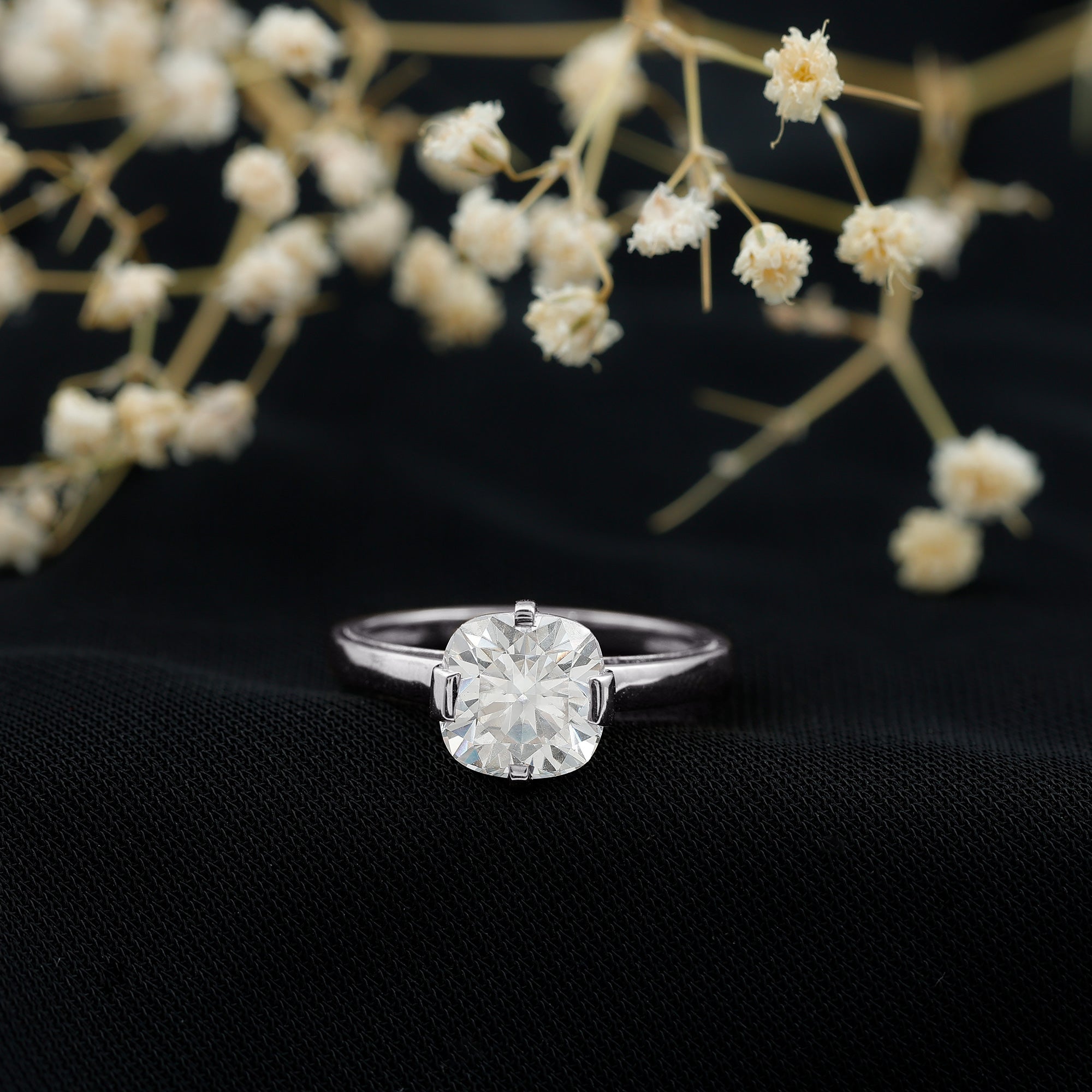 3 Carat Cushion Cut Moissanite Solitaire Engagement Ring with Certificate